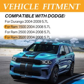 FJ482 Set of 8 Fuel Injectors - Compatible with Dodge Ram 1500 Ram 2500 Ram 3500 2004-2008, Durango 2004-2009 & Chrysler Aspen 2007-2008, V8 5.7L, Replaces OE# 53032713AA, RL032713AB