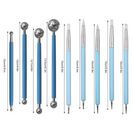 DIYOOHOMY 9 Pcs Polymer Clay Tools, Ball Stylus Silicone Sculpting Tools for Pottery Rock Dot Painting Nail Art Blending Clay Carving Ceramic Drawing DIY Craft Modeling