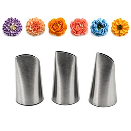 Timkumon Set di 3 beccucci per fiori coreani, in acciaio inox, 124 K, 125 K, 126 K, per crema al burro, decorazione di torte, peonie, rose, ranuncoli