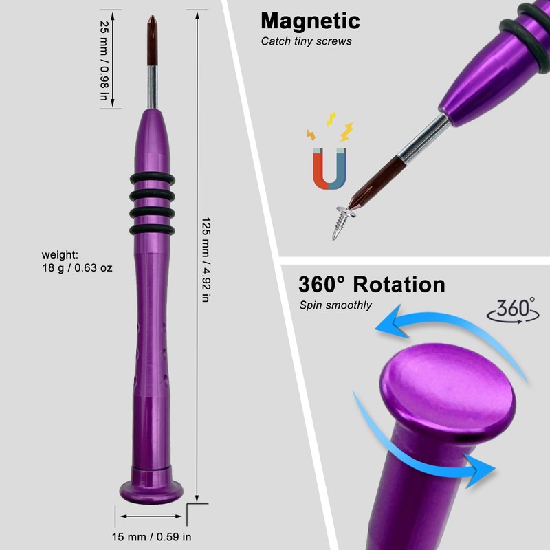 Precision Screwdriver Phillips #0 3mm, S2 Steel Head with Magnetism,