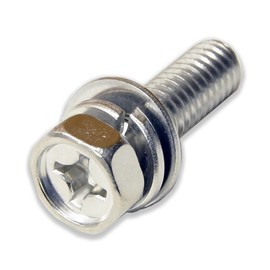 Onokatsu Stainless Steel Hex Bolt with Cross Hole with Washer P3 (Upset Shape), M5 Series (M5x10, 24 Pieces)