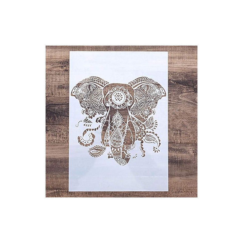 DIY ペインティング ドローイングステンシルテンプレート DIYペインティング 家具 木製ウォールアートプロジェクト 再利用可能 (象 A4サイズ)