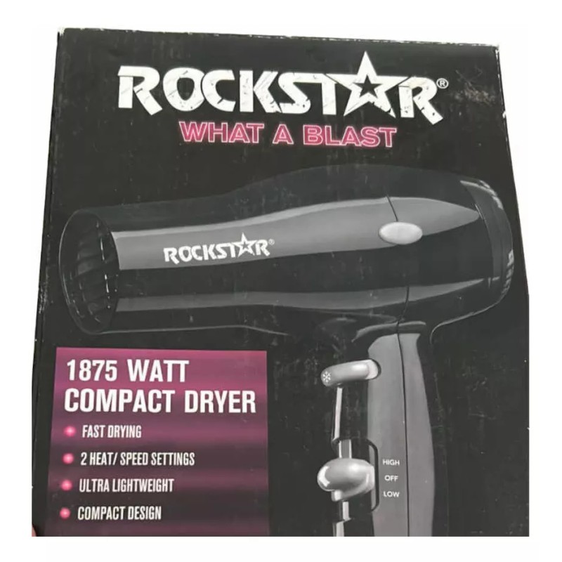 Rockstar Secadora De Cabello Mediana Compacta Rockstar De 1875w