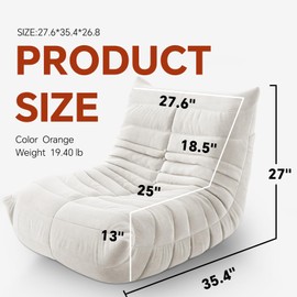 CCF Bean Bag Chair for Adults Fireside Giant Comfy Lazy Sofa Chair Soft Premium Memory Foam Lounger Oversized Beanbag Chair with Ottoman for Bedroom Living Room WH