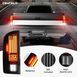 Cenfeild Tail Lights [LED Kit] Fit for Dodge RAM 1500 2002-2006, for Dodge RAM 2500 3500 2003-2006, Taillights Rear Brake Lamp Assembly, Smoked Lens