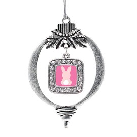 Inspired Silver - Bunny Tail Charm Ornament - Silver Square Charm Holiday Ornaments with Cubic Zirconia Jewelry