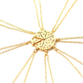 EQLEF Women's Pizza Slice Friendship Necklace for 8, Best Friend, Sister, Family, Friends, Classmates or Groups