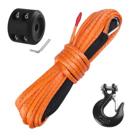 Ucreative 1/4 Inch x 50 Feet Synthetic Winch Rope 10,000LBs Line Cable with Hook and Stopper for ATV UTV (Orange)