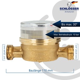 JS Single Jet Meter ETW (Cold Water) up to 30 Degrees - Length 110 mm, 3/4 Inch AG - Q3 = 2.5 / R40