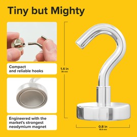 X-Bet Magnet ic Hooks 18 kg - Heavy Duty Neodymium Magnetic Hooks for Cruise Cabins - Strong Rare Earth Magnetic Hooks for Hanging on Refrigerator, Grill, Cruise Cabin (Pack of 6)