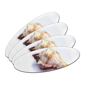 Conch Seashell Tropical Shell Double-Sided Oval Nail File Emery Board Set 4 Pack