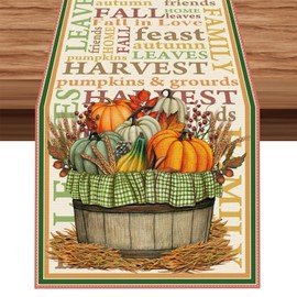 LYNSAN Autumn Table Runner, Autumn Decoration, Autumn Tablecloth, Maple Leaf Pumpkins Table Decoration, Indoor Outdoor Autumn Decoration, Kitchen Table Decor, for Thanksgiving, Christmas,