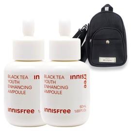 Innisfree Black Tea Youth Enhancing Ampoule 50ml x 2 + Champion Beauty Pouch Bag / 이니스프리 블랙티 유스 인핸싱 앰플 50ml 2개+챔피온 뷰티 파우치백