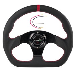 RASTP Racing Steering Wheel,12.6”/320mm Genuine Leather 6 Bolts Steering Wheel with Horn Button,Style C