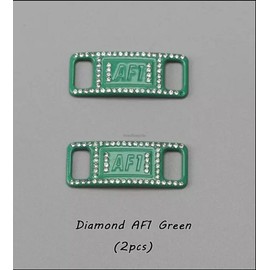 Unbranded Air Force 1 Green Diamond CZ Shoelace Buckles Metal  AF1 Tags NEW