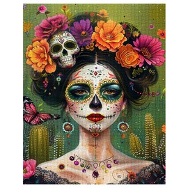 Tucocoo Day of The Dead Female Jigsaw Puzzles for Adults 1000 Pieces, Flowers Skull Girl Portrait Art Puzzle Colorful DIY Craft Puzzles for Home Decoration Gift, Family Puzzle Perfect for Game Nights