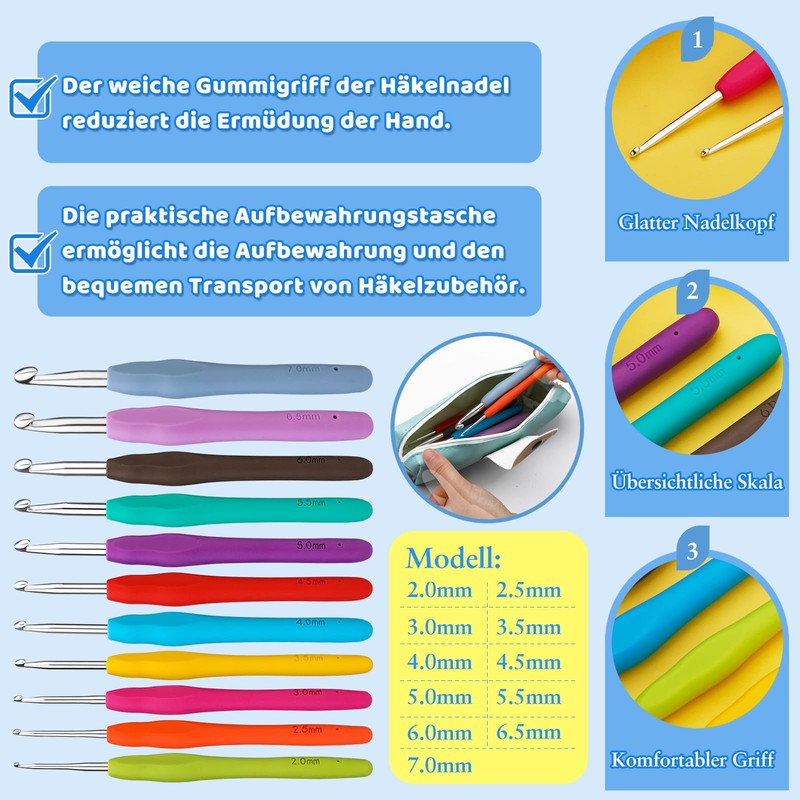 Ruasol Crochet Hook Set, 11 Sizes Crochet Hook Set, 32