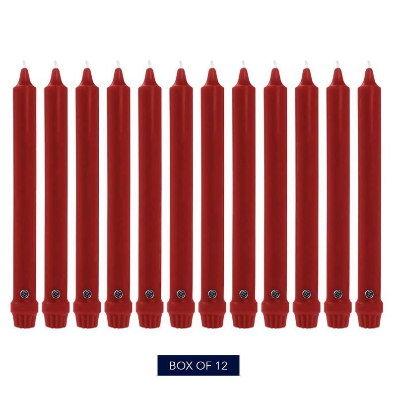 Colonial Dripless 12-Inch Candle with Classic Tip, Red
