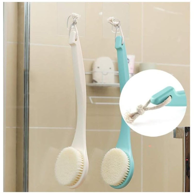 Cepillo de Baño con Mango Largo y Cerdas Suaves Azul