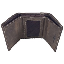 Custom Leather MW United States Coast Guard Trifold Stitch Wallet in Coffee