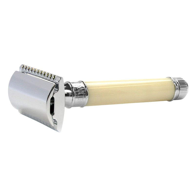 Edwin Jagger DE87 Sicherheitsrasierer, Elfenbeinimitat, zweischneidig