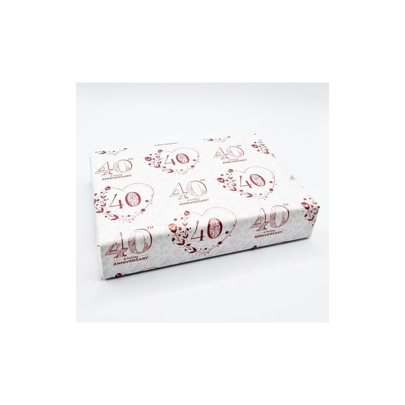 2 Sheets 40th Wedding Anniversary Wrapping Paper Elegant Floral Design