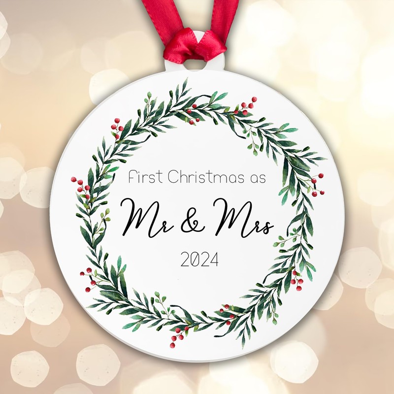 First Christmas as Mr and Mrs 2024 Wedding Bauble Christmas