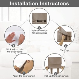 YSYY 100% Blackout French Door Curtains, Wrinkle Free, Room Darkening, Blocks Light and Heat Through Glass. Drill-Free， Easy Installed Door Window Curtains. (Mocha,1 Panel, 12"x 70")