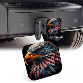 NITAHHHY Trailer Hitch Cover, Independence Day Watercolor American Flag Eagle 2 Inch Hitch Plug Covers Hitch Cover Tube Rubber Towing, Square Receiver Plug Cap for Cars Suvs Trucks