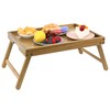 VaeFae Acacia Bed Table Tray, Wooden Breakfast Tray with Folding