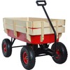 Wooden railings ，Children Kids' Pull-Along Wagons， Outdoor Garden carts (red)