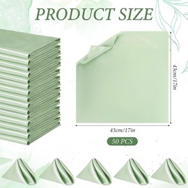 Stoffservietten - 50 Stück Wiederverwendbare Stoffservietten, weich und bequem -Abwaschbare Servietten Tischdekoration für Hochzeit Geburtstag Party Küche Cafe Restaurant (Grün, 43 x 43cm)