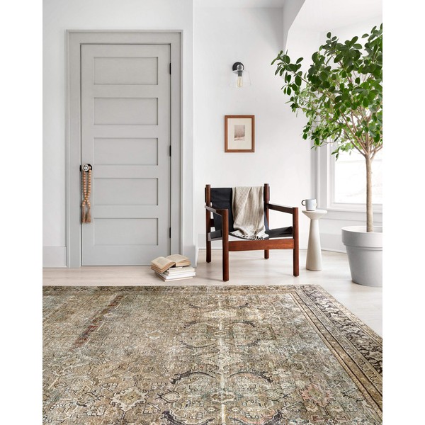 Loloi II Layla Collection LAY-03 Traditional Olive / Charcoal 7'-6" x 9'-6" Area Rug