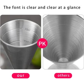 WOMLEX Cocktail Measuring Cup, Bar Measure with Inner Scale 1 oz/2 oz for a Cocktail Needs - 304 Stainless Steel, Suitable for Bars and Homes (Black, 30 ml and 60 ml)