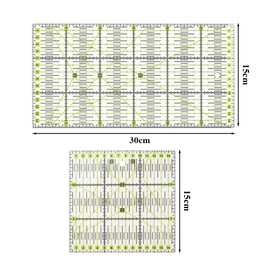 Vasemele Pack of 2 inch ruler patchwork ruler 15 cm / 30 cm sewing template patchwork ruler cutting angle quilt ruler square cm Omnigrid ruler universal ruler sewing fabric ruler cutter