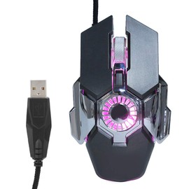 Goshyda Gaming-Maus Kabelgebundene Maus, PC-Maus RGB-Gaming-Kabelgebundene Gamer-Mäuse mit RGB-Beleuchtungsmodi und Einstellbarem Lüfter, für Laptop-Desktop(grau)