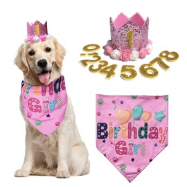 Dog Birthday Hat, 3-piece Set, Cute, Stylish, Pet, Bib, Saliva Towel, Bandana, Bib, Birthday Crown, Decoration, Numerical Items, Dogs, Cats, Birthday Goods, Pet Clothes, Celebrations, Anniversaries