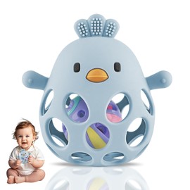 DOUUCO Silikon Hühnchen Beißring Baby, Baby Spielzeug ab 3 9 monate, BPA-frei Beißspielzeug Kühlende Zahnungshilfe, Kleinkind Spielzeug, Beissring Baby, Teething Toy Baby für Sinnes und Kauentwicklung