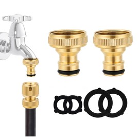 Sylken 2 PCS 3/4" tap Connector Brass Fittings for Hoses,Garden Hose Connector Attachment for Outside tap,Threaded tap Adapter Quick Coupling - for Home Garden Hose Component Connections.