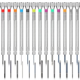 Chumia 13 Pieces Micro Precision Watch Screwdriver Set Jewelers Screwdriver Kit 0.6-2 mm with 13 Extra Replace Blades for Watch Eyeglasses Jewelry Work Electronics Repair