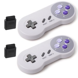 KIWITATA 2 Pack 2.4GHz Wireless Controller for SNES Original Console, Rechargeable Wireless Remote Gamepad Controller for SNES Super Entertainment System Console