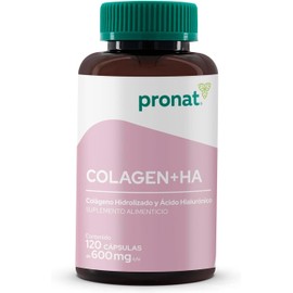 PRONAT | Colágeno Hidrolizado + Ácido Hialurónico, Suplemento Alimenticio, con Omega-3 y Vitaminas, 120 Cápsulas de 600 mg