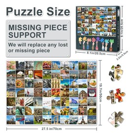 1000 Piece Adult Puzzle - European Sights, Food and Cultural Treasures, Art with High-Quality Puzzle Board, Travel Puzzles for Adults (50 x 70 cm)