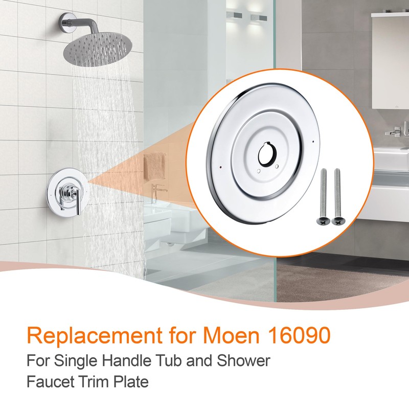 Chrome Escutcheon Plate Replacement for Moen 16090 Chateau Collection, Shower