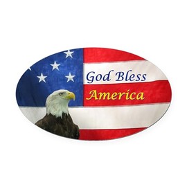 CafePress God Bless America Oval Car Magnet, Euro Oval Bumper Magnet