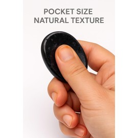 Black Tourmaline Worry Stone – Genuine Polished Palm & Thumb Crystal for Stress Relief, Grounding, Root Chakra Support & Travel Mindfulness Gift