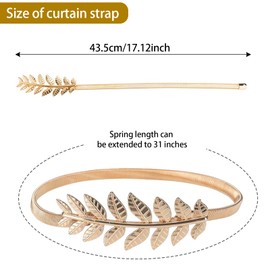 Pack of 4 Curtain Holders, Gold, Alloy Curtain Holder, Curtain Tieback, Curtain Holder, Curtains Cord, Curtains Tying Together, for Home, Hotel, Office, Fashion (Golden Leaves)