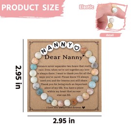 Sisadodo Nanny Christmas Gifts for Grandma Natural Stone Bracelet for Women Nana Grandma Birthday Gift from Granddaughter Grandson To My Nanny Bead Bracelets for Nana I Love You Gifts for Gigi