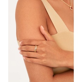 PAVOI 18K Gold Plated Cubic Zirconia Dual Stacking Rings for Women | Gold Eternity Band for Women | Thumb Ring, White Gold, Cubic Zirconia