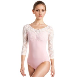 s.lemon Ballet Body Women's Adult Long Sleeve Lace Ballet Jersey, pink